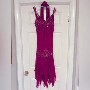 Vintage Y2K Sue Wong Nocturne Beaded Silk Dress & Scarf